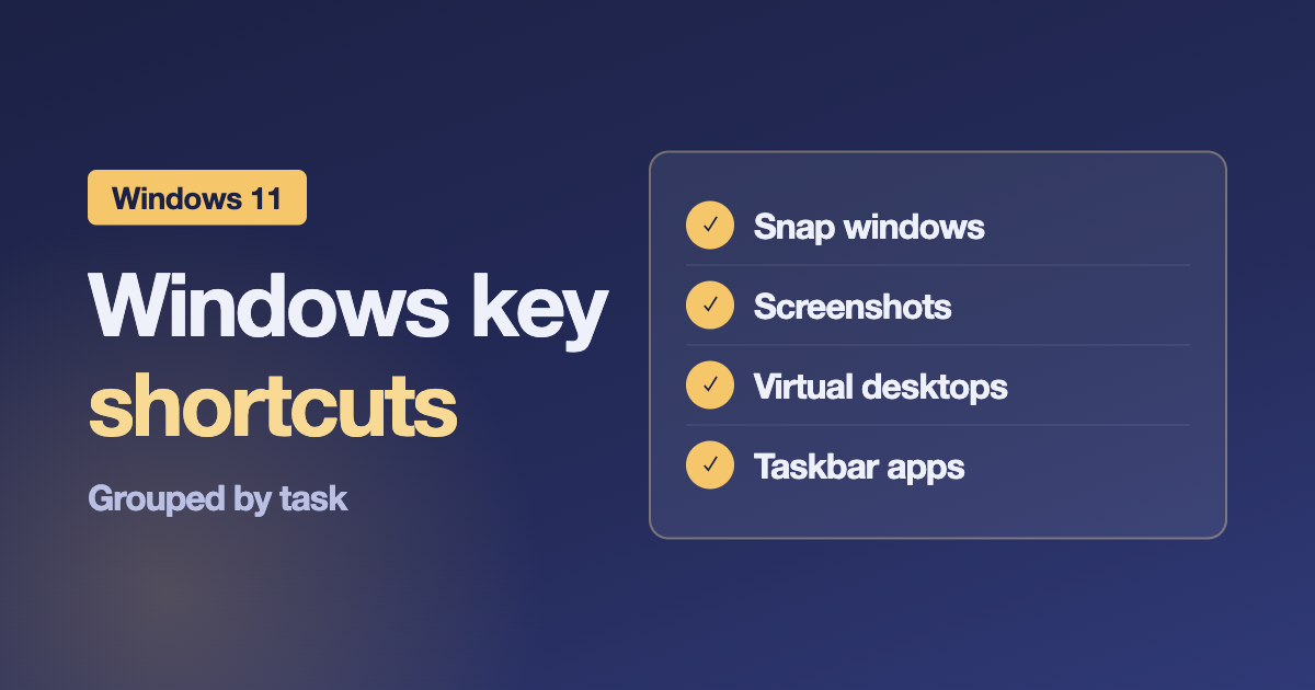 Windows key shortcuts for Windows 11: snap windows, screenshots, virtual desktops and the taskbar